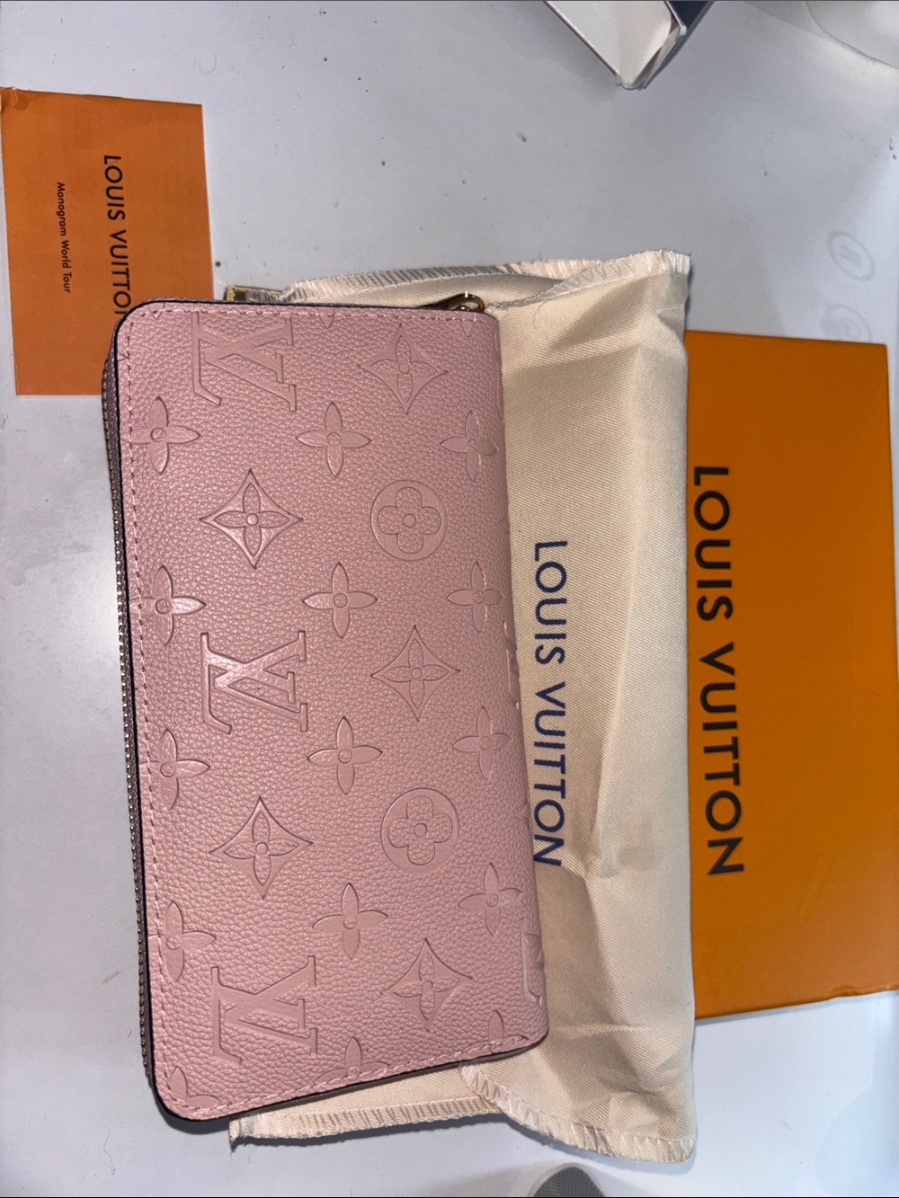 Authentic Louis Vuitton Pink Embossed Monogram Long Wallet - Picture 12 of 12